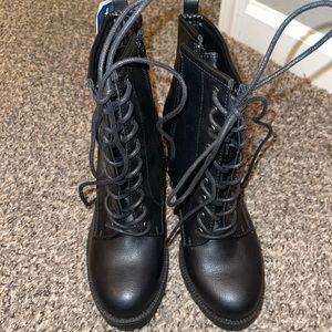 Black combat boots